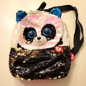 TY Girl's Small Sequin Panda BackPack